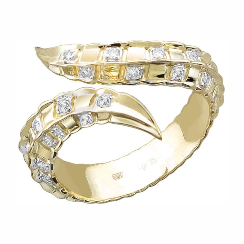 Кольцо из желтого золота 585 пробы с бриллиантами 01К6313335