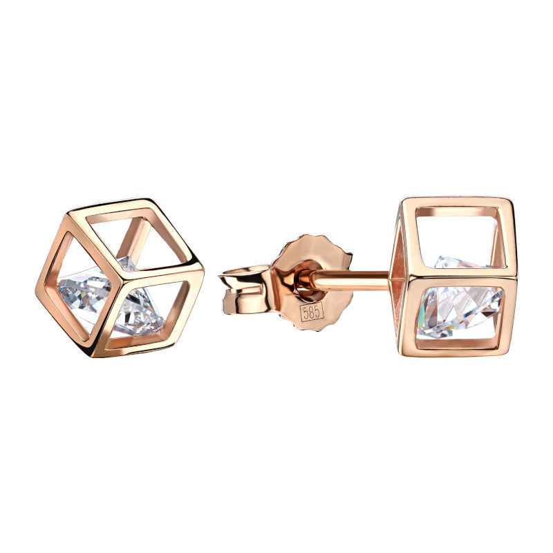 Серьги из красного золота 585 пробы с фианитами 01С1113661 Серьги из красного золота 585 пробы с фианитами 01С1113661