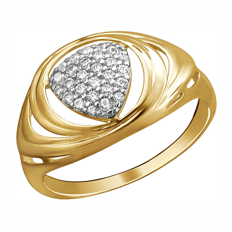 Кольцо из желтого золота 585 пробы с фианитами 01К1312907Р