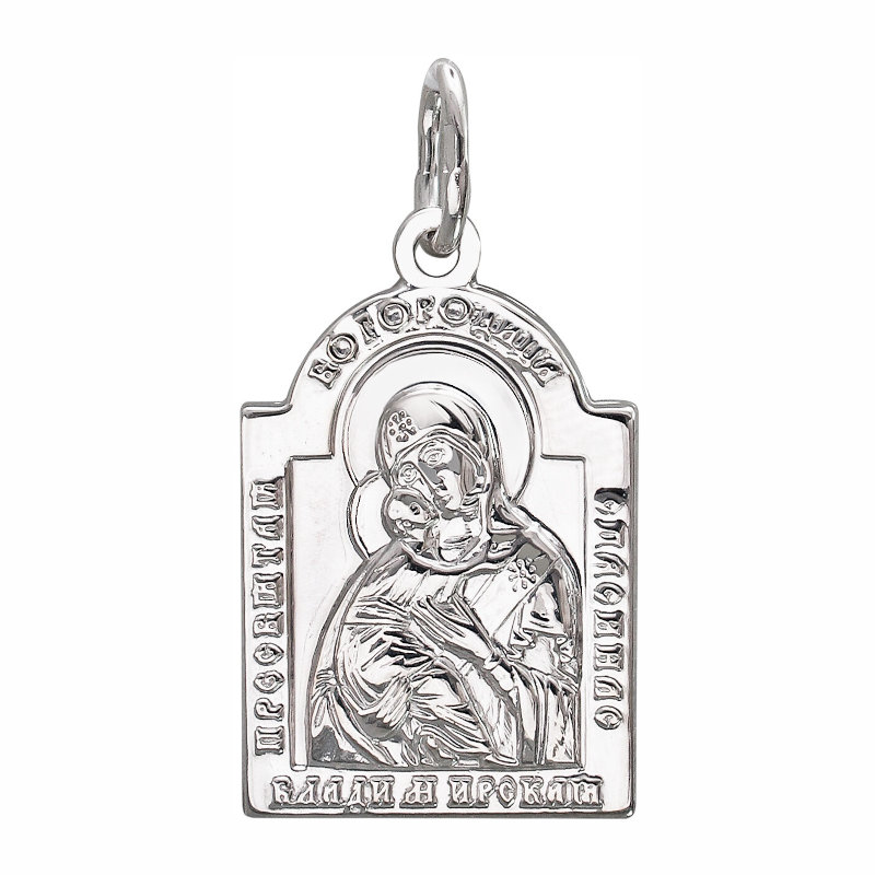 Нательная иконка из серебра 925 пробы Богородица Владимирская 01П050478