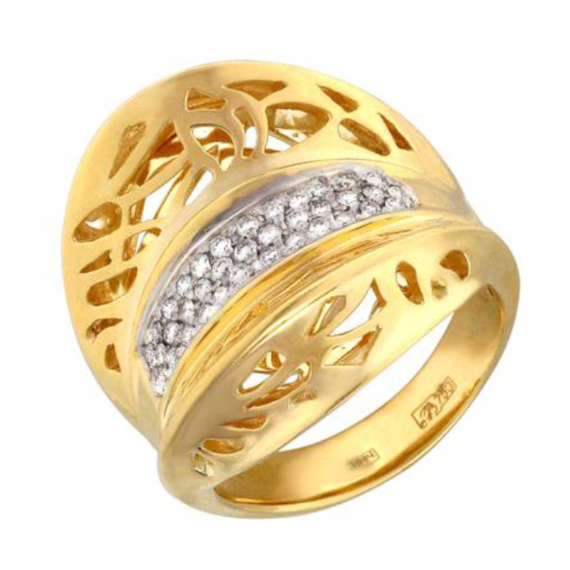 Кольцо из желтого золота 750 пробы с бриллиантами 01К646504