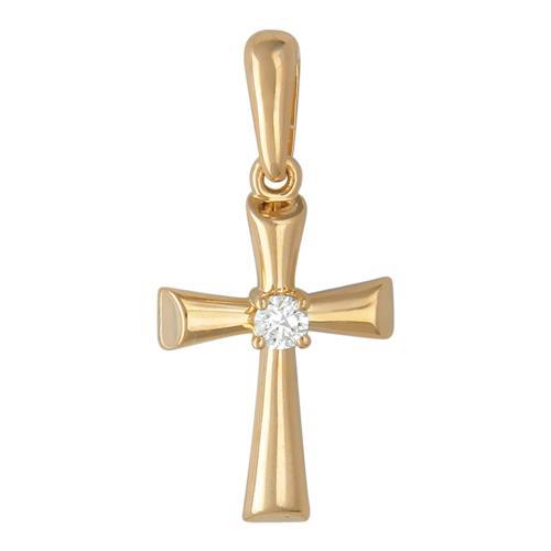Крест из красного золота 585 пробы с фианитом 01Р110670