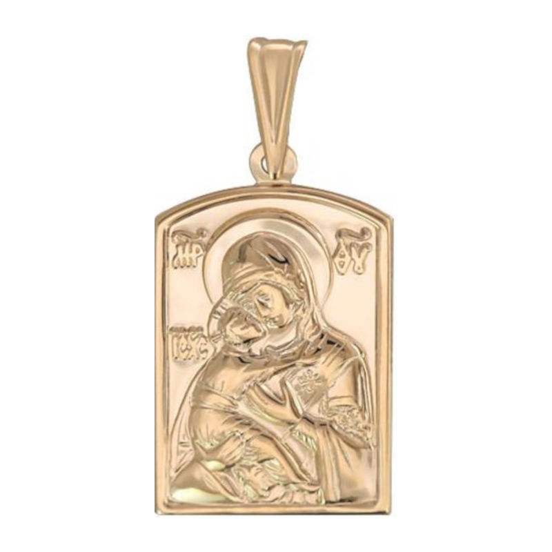 Нательная икона "Божья Матерь Владимирская" из красного золота 585 пробы без вставок 01П010877
