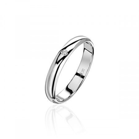 Обручальное кольцо из белого золота 585 пробы с бриллиантом 01О620137