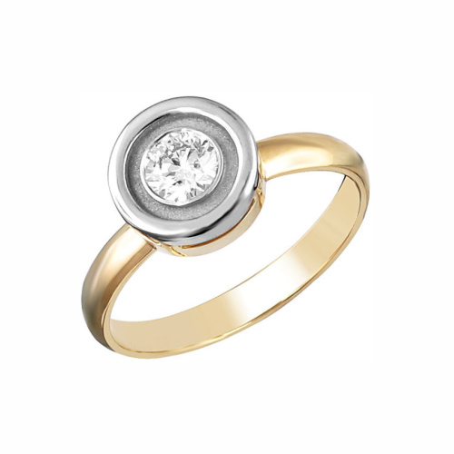 Кольцо из комбинированного золота 750 пробы с бриллиантом 01К6810419