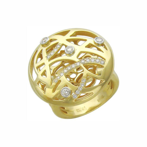 Кольцо из желтого золота 750 пробы с бриллиантами 01К645642